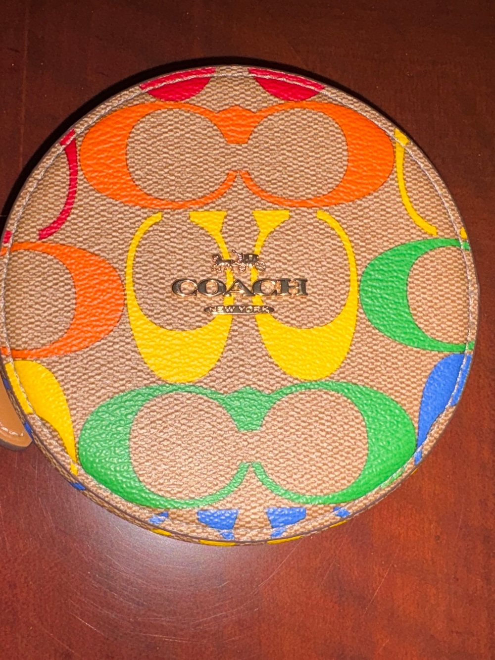 Coach Multicolor Signature Round Coin Pouch